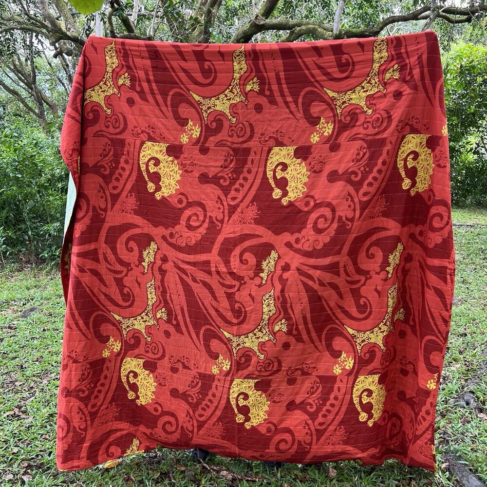 Manuhealii Vintage Quilt Palaka Blanket Bedspread Queen Size